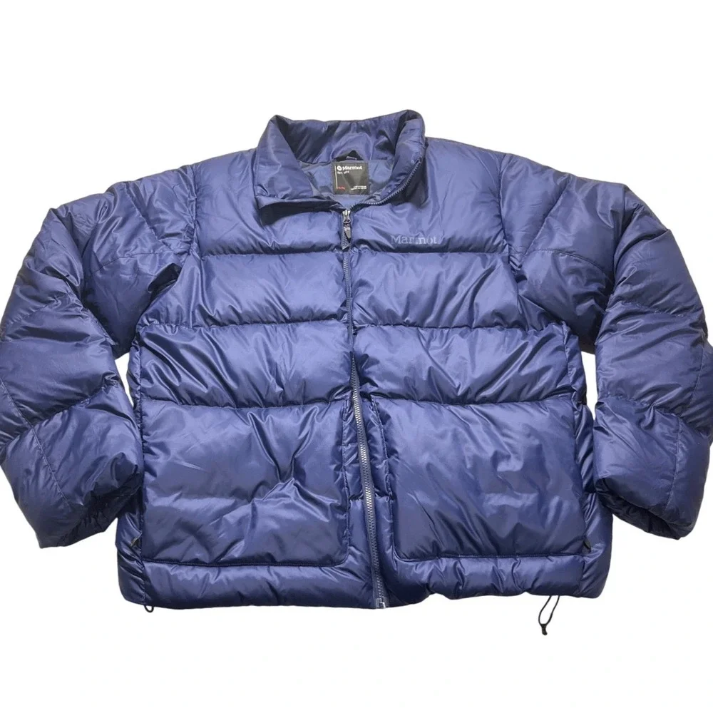Marmot Guides Down Puffer Jacket Men XL Navy Blue Full Zip Insulated M15738 NWOT